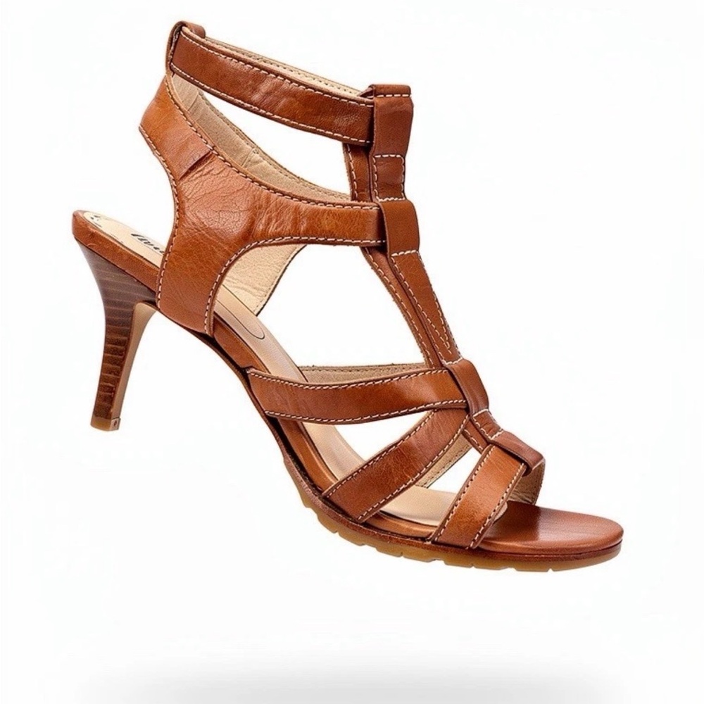 COACH FLORA Leather Heels Strappy Open Toe Size 6.5 Sandal Shoes Ankle 2-Buckle